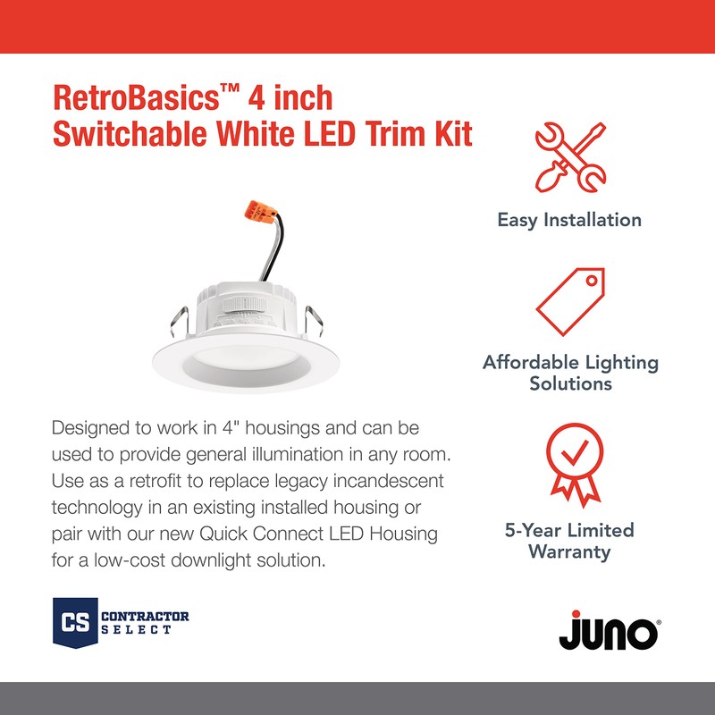 Juno 4 Inch LED Recessed Lighting, RetroBasics Series LED Downlight