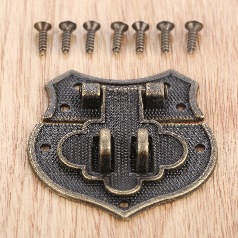 Vintage Lock Latch Hasp with 7 Screws Peach Heart Shape