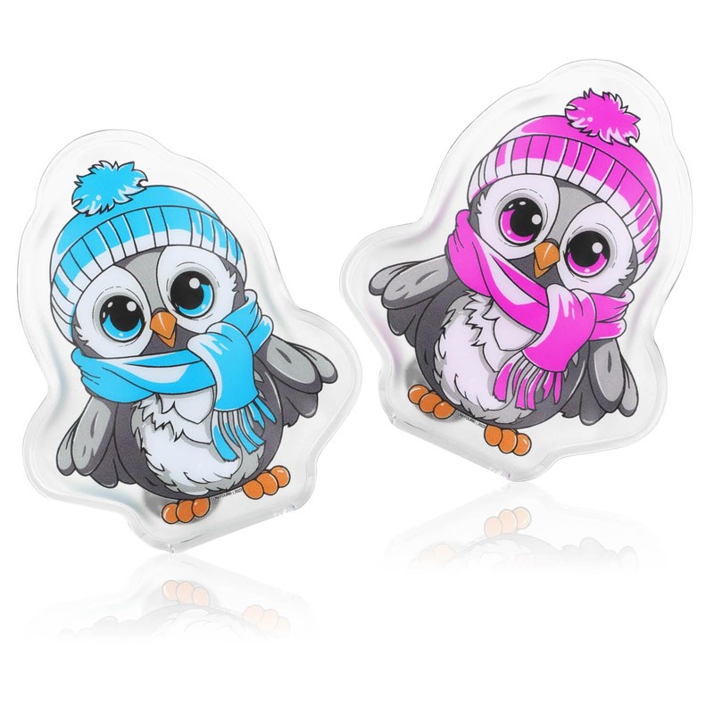 COM-FOUR® 4x reusable pocket warmers, hand warmers with owl motif