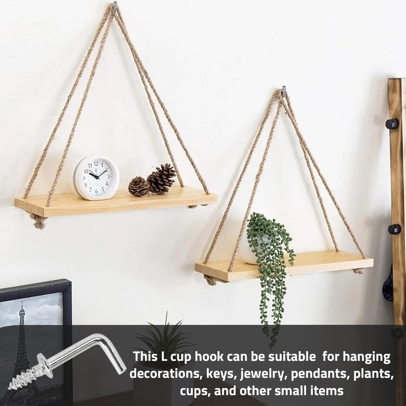 Biaungdo 100 Pack 1/2" L Shaped Hooks, Silver Mini Self