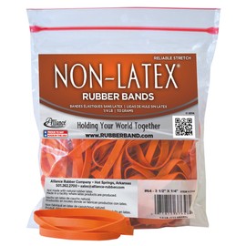 Alliance Rubber 37648#64 Non-Latex Rubber Bands, 1/4 lb Poly Bag Contains Approx. 95 Bands (3 1/2" x 1/4", Orange)