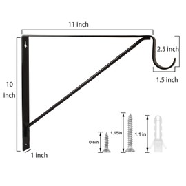 4 Packs of Heavy Duty Closet Shelf and Rod Bracket, Eau Black Closet Shelf Bracket with Rod Support Great for Both Shelf Storage and Closet Rod