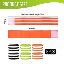 HINFHI 6 Pieces Of Reflective Strips, Elastic Reflective Beam Belts, Outdoor Riding Warning Supplies, Mountaineering Reflective Equipment, And Night Safety Warning Supplies.