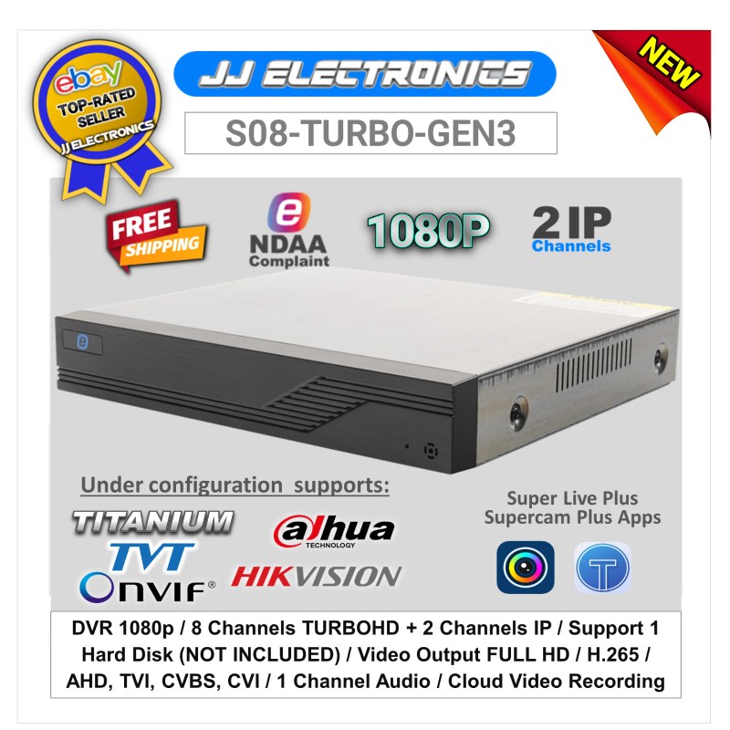 Epcom S08-TURBO-GEN3 DVR 8 Ch 1080p TurboHD + 2 Channels