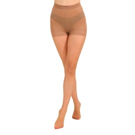 EVERSWE Ultra Sheer Run Resist Tights with Control Top 10Den (Sun Beige, M)