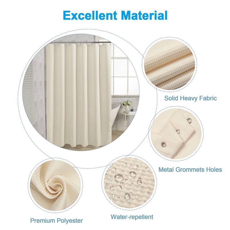 AmazerBath Waffle Shower Curtain, Heavy Duty Fabric Shower Curtain with