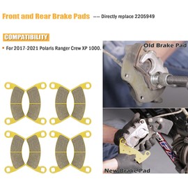 Yoursme Front & Rear Ceramic Brake Pads Set Fits for 2017-2021 Polaris Ranger Crew XP 1000 Replacement Brake Pads 4 Sets