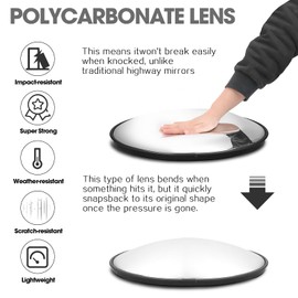 Convex Traffic Mirror - 24'' Outdoor and Indoor Driveway & Security Parabolic Safety Mirrors, Acrylic Convex Mirror for Garage, Retail Stores, Warehouses, Office and High-Traffic Areas