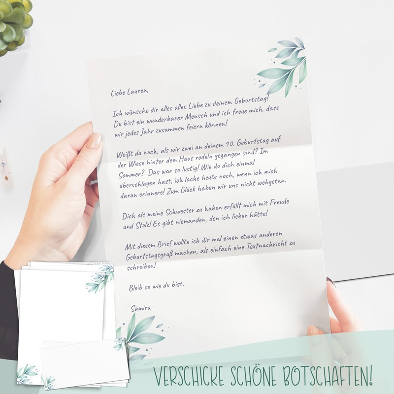 Letter Paper "Flowers" with Envelopes / 25 Sheets in DIN