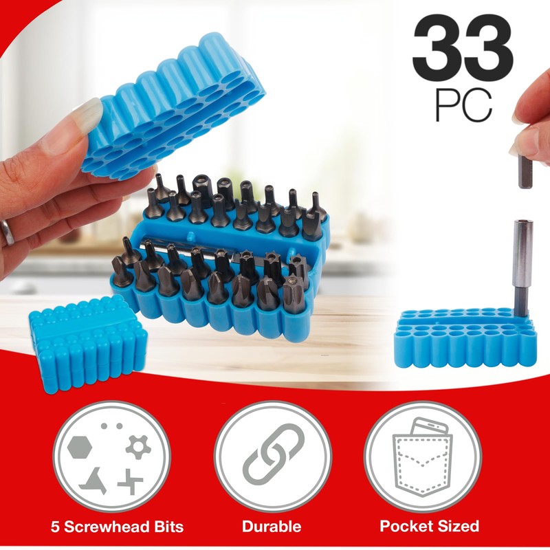 33 Screwdriver Security Bit Sets Include 3 Torques, 4 Tri