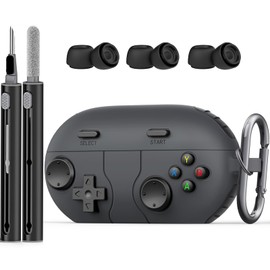 Cases for Beats Solo Buds 2024 Case Cover, Retro Funny Shock-Proof Protective Silicone Compatible with Beats Solo Buds Wireless Earbuds with Cleaning Kit and Keychain Accessories-Black