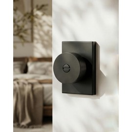 Goldenwarm Black Door Knob Interior, Zinc Alloy Matte Black Privacy Door Knobs for Bedroom Bathroom, Heavy Duty Modern Interior Door Knob (1 Pack)