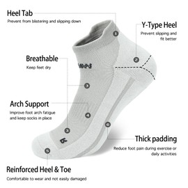 WANDER Men's Ankle Athletic Running Socks Sports Low Cut Cushioned Socks Gym Short Thick Socks for Men 7 Pairs