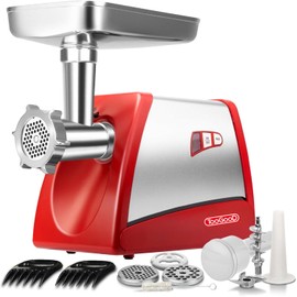 TOOGOOD #8 Electric Meat Grinder, 575 Watts, With 2 Meat Claws and Cleaning Brush, Electric Grinder Machine, Ideal for Small-Batch Home Grinding and Sausage Making (Red)
