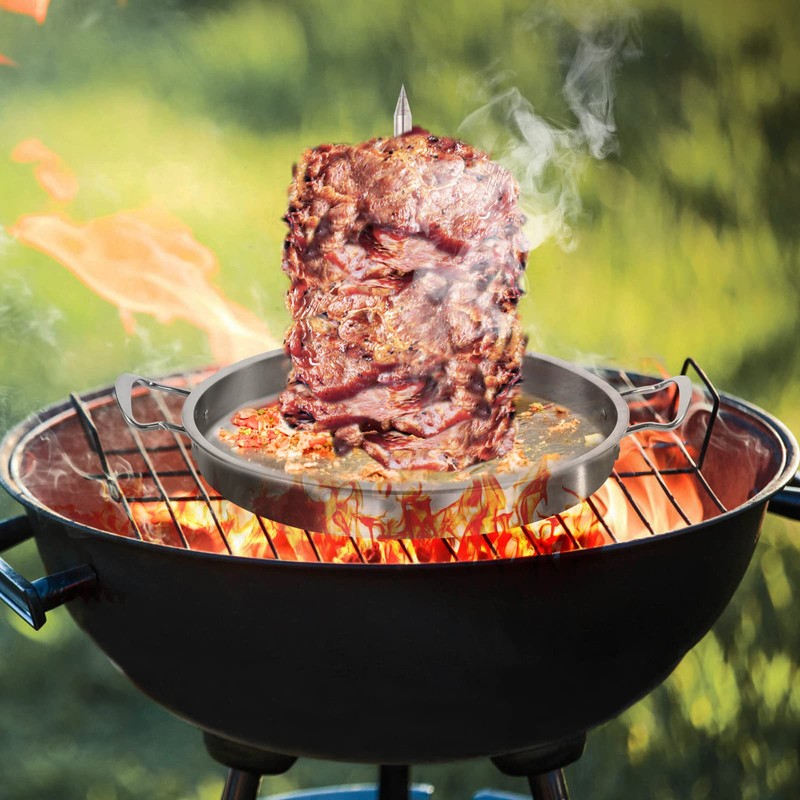 Food-grade 304 Stainless Steel Vertical Skewer Stand with Drip Pan,