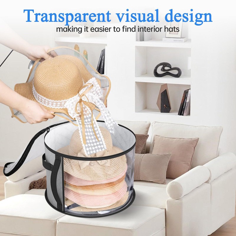 JBLJDWD 2PCS Hat Boxes with Lids, Hat Box, Compact Cap