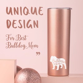 Onebttl English Bulldog Gifts for Women, Best Gifts for Bulldog Mom on Mother's Day, Funny Dog Lover Gift, 20 oz Rose Gold Insulated Tumbler, Perfect for Christmas, Birthday, Thanksgiving