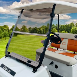 Huskey Foldable Golf Cart Tinted Windshield For Club Car DS 2000.5-UP, 3/16 Inch Thick, Tapered on the Top