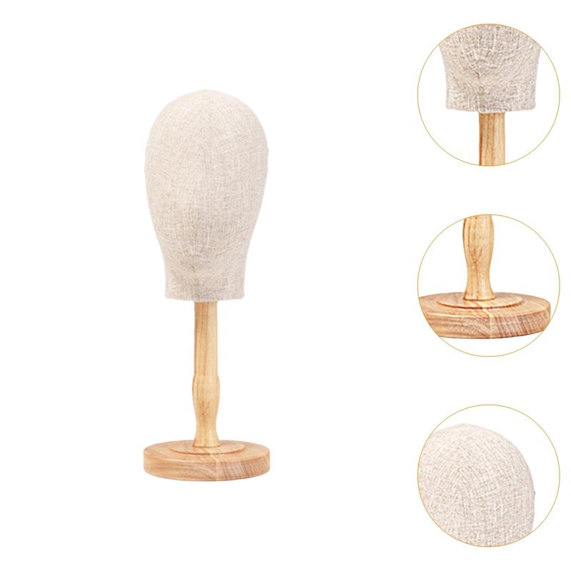 Milageto Mannequin Head Model Hat Display Stand Wooden Support Versatile