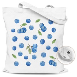 EJGFS Blueberry Tote Bag with Magnetic Buckle for Girls, Women Canvas Tote Bag with Blueberry Pattern-Fruit Themed Seasonal Gifts for Birthday, Mother's Day, Christmas.(038)
