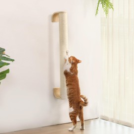 FUKUMARU Cat Wall Scratcher, 28" Wall Mounted Kitten Scratching Post, Sturdy Sisal Climbing Tree for Indoor Cats