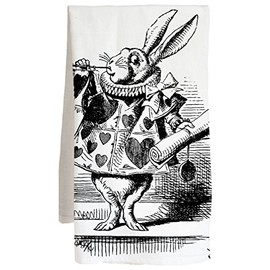 Live Nice First Witness Alice in Wonderland Kitchen Towel Tea White Rabbit