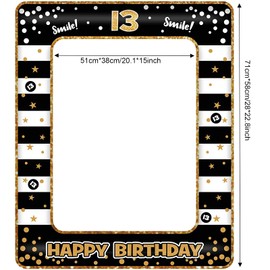 13th Birthday Photo Booth Props,Black Gold Inflatable Selfie Frame Picture Frame,Giant Inflatable Party Photo Booth Frame for Girls Boys 13th Birthday Party Decorations Supplies Men Women Favor Gift