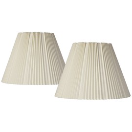 Set of 2 Hardback Empire Knife Pleated Lamp Shades Eggshell White Large 9" Top x 17" Bottom x 12.25" High Spider with Replacement Harp and Finial Fitting - Springcrest