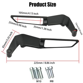 Motorcycle Mirrors Stealth Wind Wing Side Rearview Mirrors Compatible With Ducati Streetfighter V4 S V2 Diavel 1260 Hypermotard 698 821 950 1100 MONSTER 821 1200 S Multistrada Scrambler