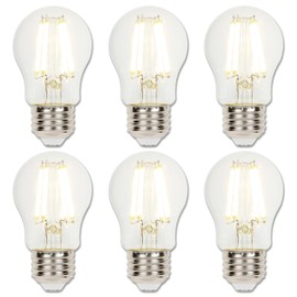 Westinghouse 5278020 8 Watt (75 Watt Equivalent) A15 Dimmable Clear Filament LED Light Bulb, Medium Base, 6 Pack