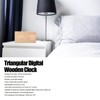 Triangular Digital Wooden Clock Time Date Temperature Humidity Display Alarm