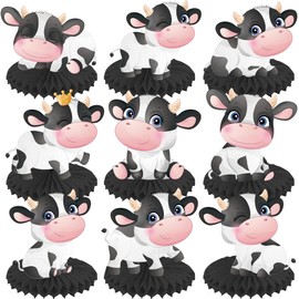 Double-sided Printed Cow Birthday Party Decoration Honeycomb Table Topper for Western Cowboy Theme Animal Theme Birthday Party Supplies