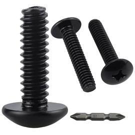 M5-0.8 x 16mm Truss Head Machine Screws, Stainless Steel 304, Black Coated Phillips Drive Screws for Knob Pull Cabinet Door Drawer, 50-Pack