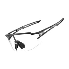 ROCKBROS Sports Sunglasses Photochromic Sunglasses Road Bike Cycling Goggles Clear Changing Photochromic Sunglasses UV400 Driving Bicycle Eyewear Golf Running, Black