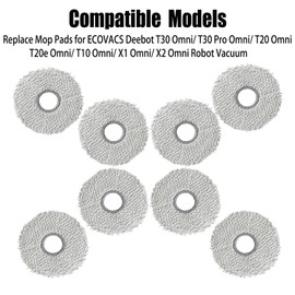 Washable Spin Mopping Pad Replacement for ECOVACS Deebot T30 Omni/ T30 Pro Omni/ T20 Omni/ T20e Omni/ T10 Omni/ X1 Omni/ X2 Omni Robot Vacuum Reusable Mop Pads (8 Pack)