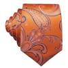 Barry.Wang Fashion Silk Tie Set Handkerchief Cufflink Orange Paisley Christmas