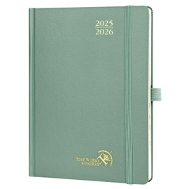 POPRUN Agenda 2025-2026, (6.5'' x 8.5'' Hard Cover) Academic Planner (July 25-June 26) Daily Weekly and Monthly Appointment Book with Hourly Time Slots, Monthly Tabs, 100 GSM - Midnight Green