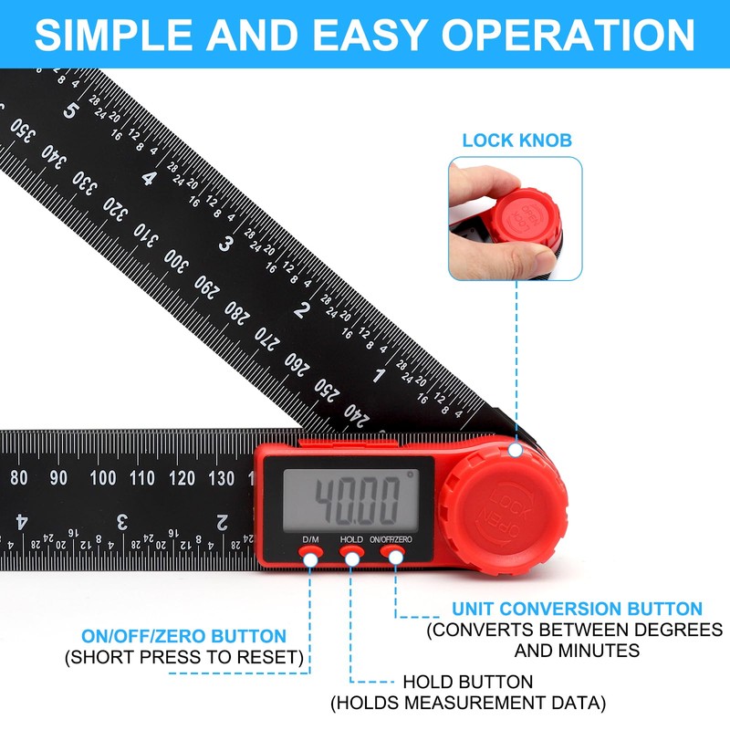 HENGBIRD 2 in 1 Protractor Digital 360° Multi Angle Gauge