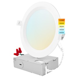 LUXRITE 6 Inch Ultra Thin LED Recessed Lighting, 14W, 5 Color Selectable 2700K | 3000K | 3500K | 4000K | 5000K, CRI 90, 1150 Lumens, Dimmable LED Wafer Lights, Wet Rated, UL Listed, Baffle Trim
