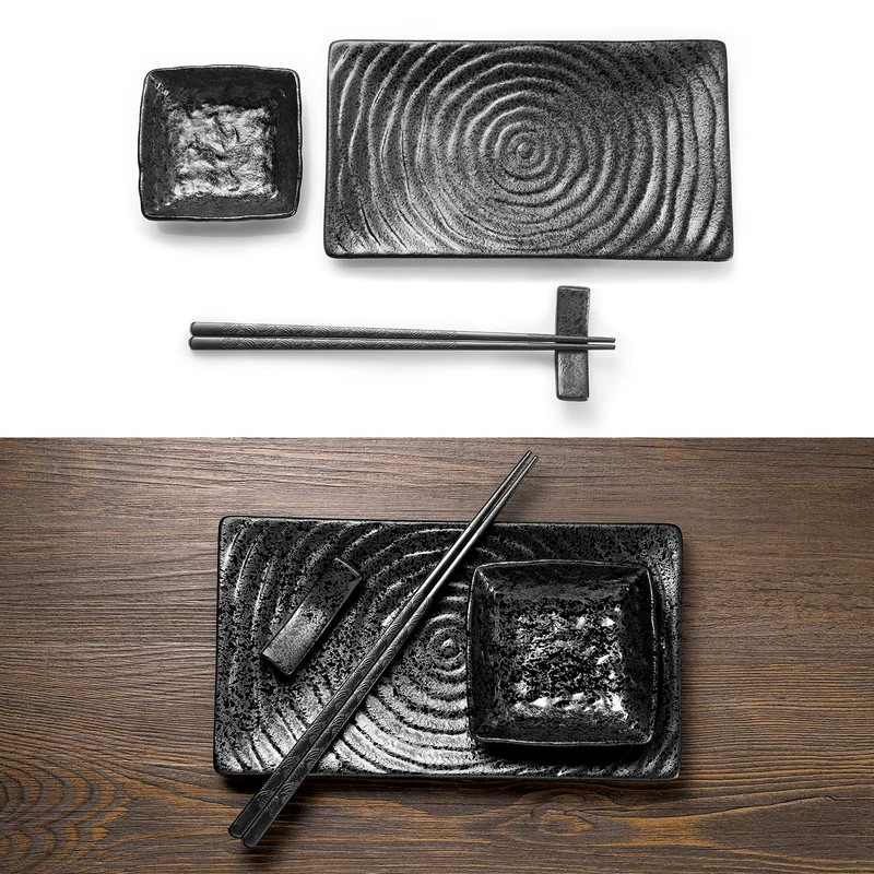 Youda Sushi Plate Set, 8 Piece Japanese Style Ceramic Sushi
