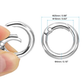 PATIKIL 48mm OD Spring O Rings, 20 Pack Metal Round Clasp Clip Trigger Snap Spring Keyrings Hook Buckle for Purse Handbag Craft Making, Silver Tone