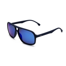 Vestopazzo Unisex S030 Sunglasses with Satin Blue Frame and Blue Mirrored Lenses, blue
