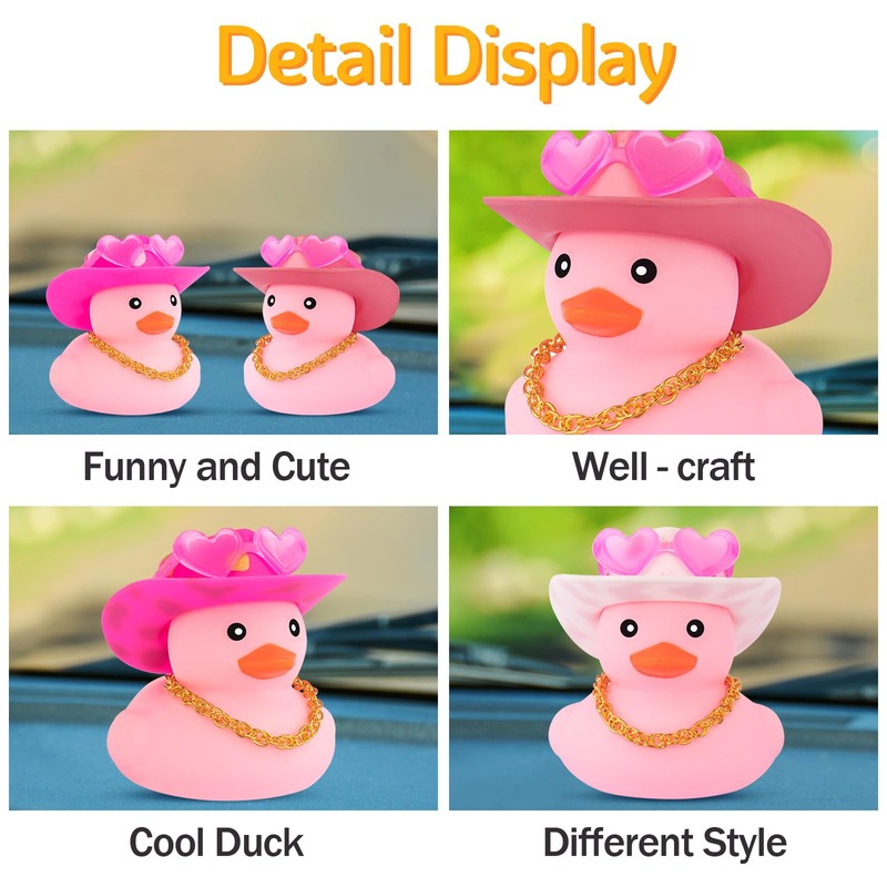 wonuu Pink Rubber Duck with Heart-Shaped Sunglasses Car Ducks Small