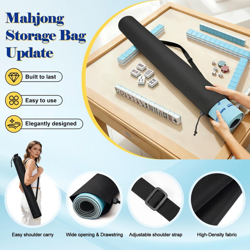 Shipped Rolled Mahjong Mat with Rules Without Creases, 3mm, 32.5"