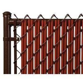 Proudly Made in The USA! - Ridged Slat Single Wall Bottom Locking Slat Depot Privacy Slat for 3', 4', 5', 6', 7' and 8' Chain Link Fence (6ft, Redwood)