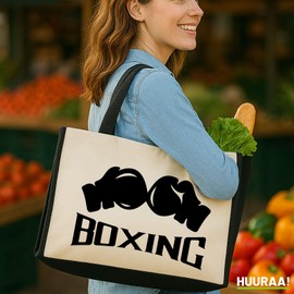 Huuraa Jutetasche Boxing Boxhandschuhe Geschenk 21 Liter Black Jute und Baumwolle Boxing Geschenkidee