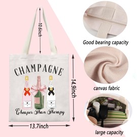 ENSIANTH Champagne Drinking Lover Gift Champagne Cheaper Than Therapy Handbag Bridal Shower Gift Champagne Social Club Gift (Champagne bag)