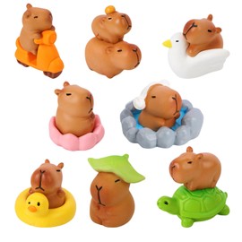 GlamRays Mini Capybara Figurine 13 Pieces Small Capybaras for Dashboard Dollhouse Miniatures Mini Hard Resin Animals for Fairy Garden Home Decoration Capybara
