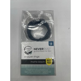 Zenna Home Decorative Shower Rings ~ NEVER RUST ~ Matte Black New In Box