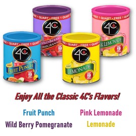 4C Powdered Drink Mix Canisters, Family Sized Bin, Thirst Quenching Flavors, 9 Quarts (Fruit Punch)